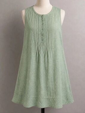 Briggs Women's Henley Linen
Blend Sage Pintuck Dress Vacation
Beach Lg. Flawed
